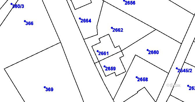 Parcela st. 2661 v KÚ Kopřivnice, Katastrální mapa