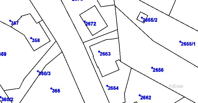 Parcela st. 2663 v KÚ Kopřivnice, Katastrální mapa