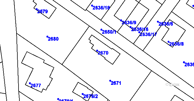 Parcela st. 2670 v KÚ Kopřivnice, Katastrální mapa