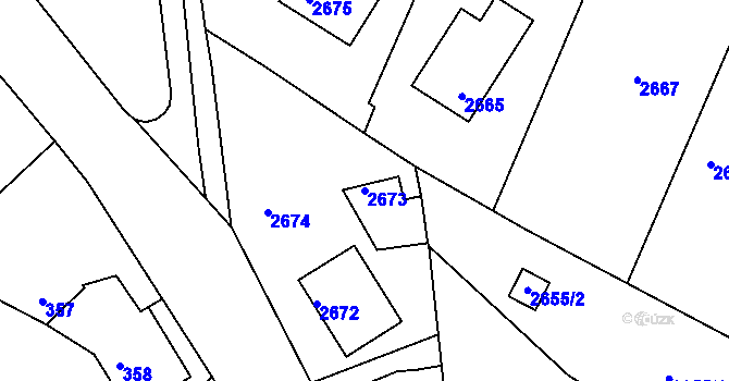 Parcela st. 2673 v KÚ Kopřivnice, Katastrální mapa