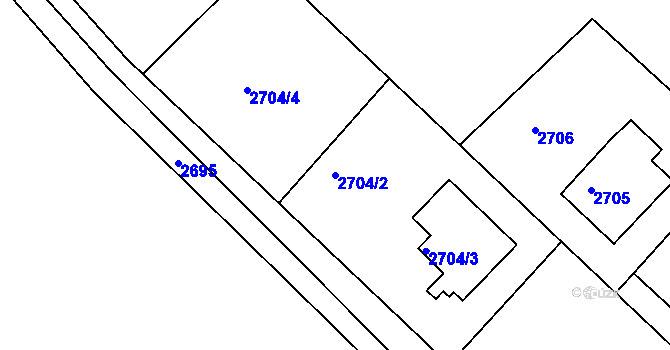 Parcela st. 2704/2 v KÚ Kopřivnice, Katastrální mapa