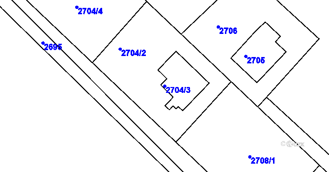 Parcela st. 2704/3 v KÚ Kopřivnice, Katastrální mapa