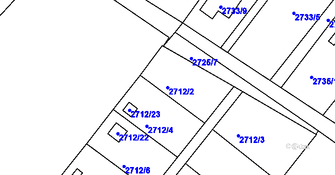 Parcela st. 2712/2 v KÚ Kopřivnice, Katastrální mapa