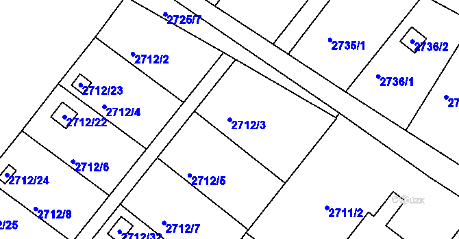Parcela st. 2712/3 v KÚ Kopřivnice, Katastrální mapa