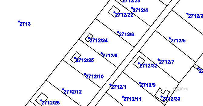 Parcela st. 2712/8 v KÚ Kopřivnice, Katastrální mapa