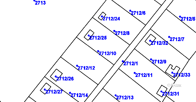 Parcela st. 2712/10 v KÚ Kopřivnice, Katastrální mapa