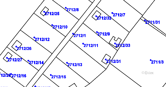 Parcela st. 2712/11 v KÚ Kopřivnice, Katastrální mapa