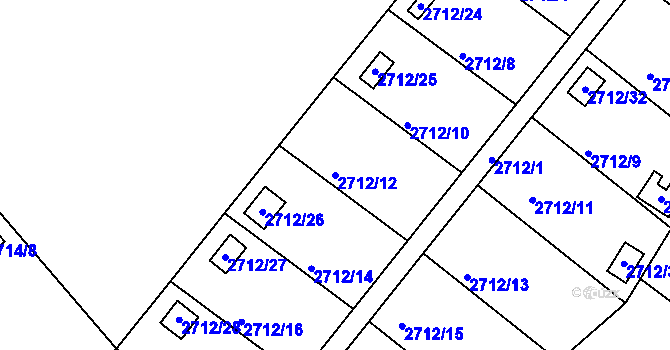 Parcela st. 2712/12 v KÚ Kopřivnice, Katastrální mapa