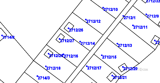 Parcela st. 2712/14 v KÚ Kopřivnice, Katastrální mapa