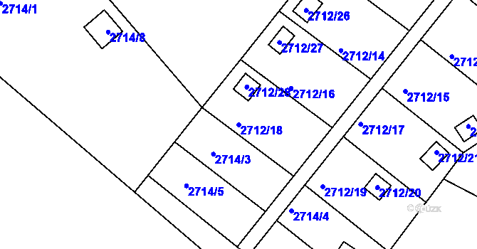 Parcela st. 2712/18 v KÚ Kopřivnice, Katastrální mapa