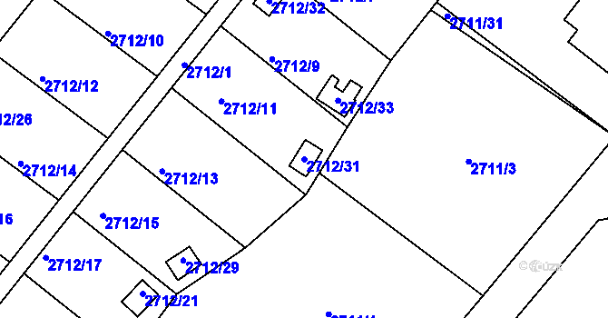 Parcela st. 2712/31 v KÚ Kopřivnice, Katastrální mapa