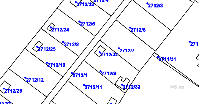 Parcela st. 2712/32 v KÚ Kopřivnice, Katastrální mapa