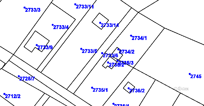 Parcela st. 2733/6 v KÚ Kopřivnice, Katastrální mapa