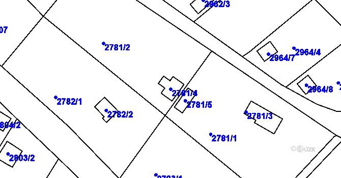 Parcela st. 2781/4 v KÚ Kopřivnice, Katastrální mapa