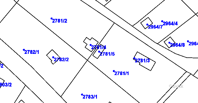 Parcela st. 2781/5 v KÚ Kopřivnice, Katastrální mapa