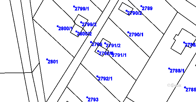 Parcela st. 2792/2 v KÚ Kopřivnice, Katastrální mapa