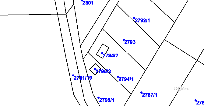 Parcela st. 2794/2 v KÚ Kopřivnice, Katastrální mapa