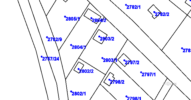 Parcela st. 2803 v KÚ Kopřivnice, Katastrální mapa
