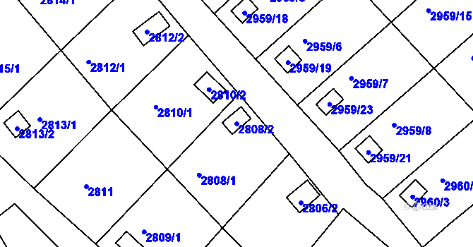 Parcela st. 2808/2 v KÚ Kopřivnice, Katastrální mapa