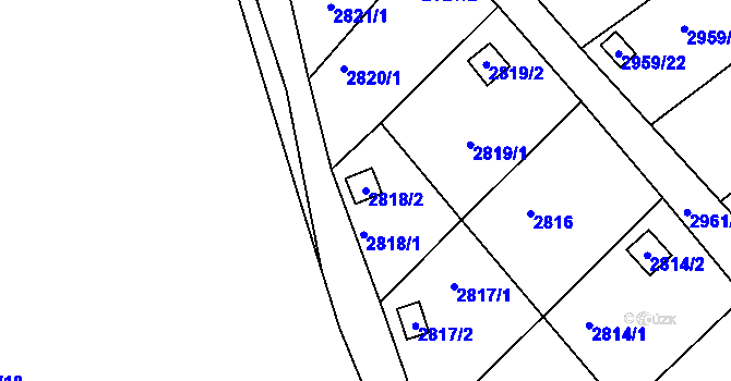 Parcela st. 2818/2 v KÚ Kopřivnice, Katastrální mapa