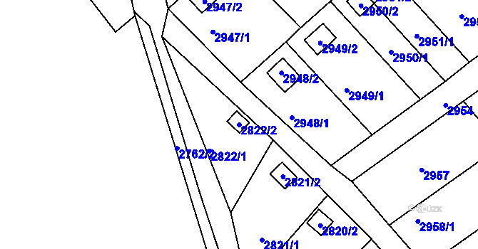 Parcela st. 2822/2 v KÚ Kopřivnice, Katastrální mapa