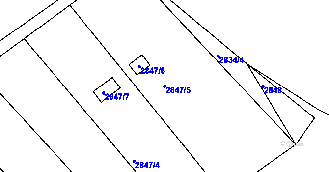 Parcela st. 2847/5 v KÚ Kopřivnice, Katastrální mapa