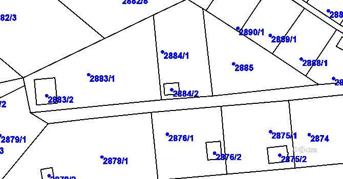 Parcela st. 2884/2 v KÚ Kopřivnice, Katastrální mapa