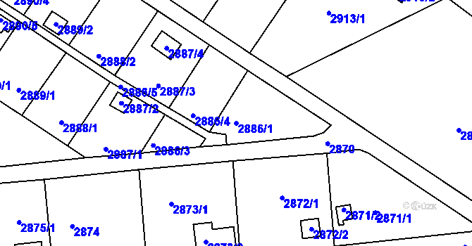 Parcela st. 2886/1 v KÚ Kopřivnice, Katastrální mapa