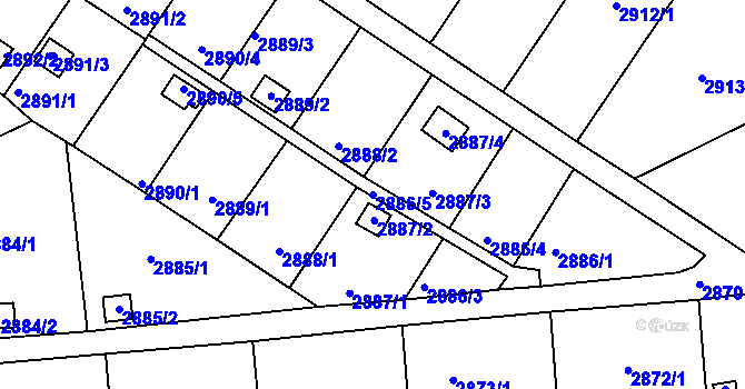 Parcela st. 2886/5 v KÚ Kopřivnice, Katastrální mapa
