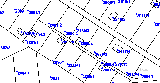 Parcela st. 2889/2 v KÚ Kopřivnice, Katastrální mapa