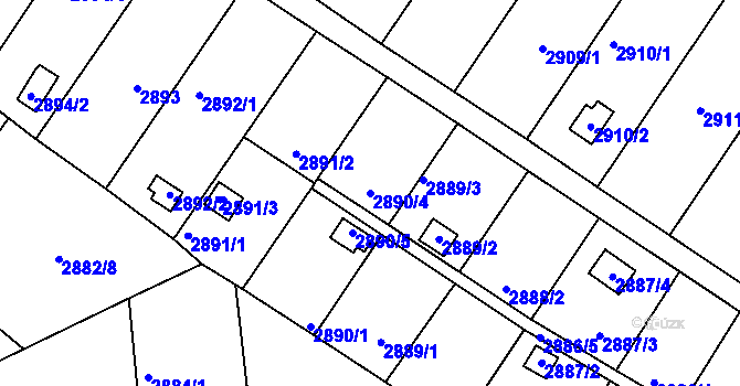 Parcela st. 2890/4 v KÚ Kopřivnice, Katastrální mapa