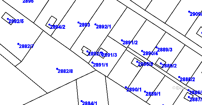 Parcela st. 2891/3 v KÚ Kopřivnice, Katastrální mapa
