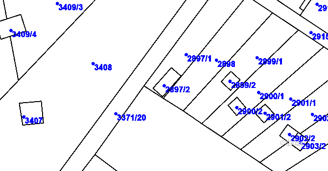 Parcela st. 2897/2 v KÚ Kopřivnice, Katastrální mapa