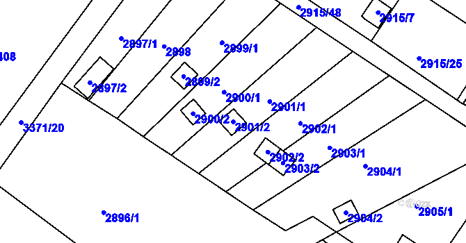 Parcela st. 2901/2 v KÚ Kopřivnice, Katastrální mapa