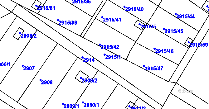 Parcela st. 2915/1 v KÚ Kopřivnice, Katastrální mapa