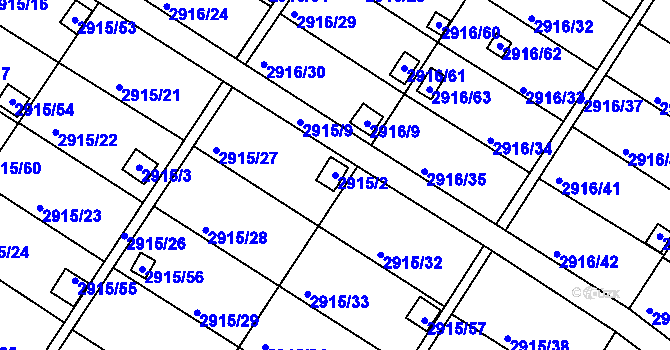 Parcela st. 2915/2 v KÚ Kopřivnice, Katastrální mapa