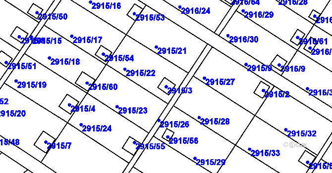 Parcela st. 2915/3 v KÚ Kopřivnice, Katastrální mapa