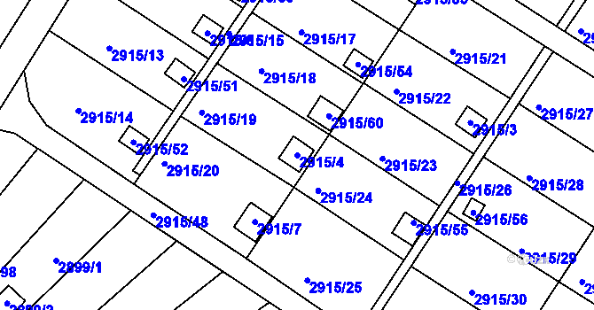 Parcela st. 2915/4 v KÚ Kopřivnice, Katastrální mapa
