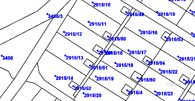 Parcela st. 2915/8 v KÚ Kopřivnice, Katastrální mapa