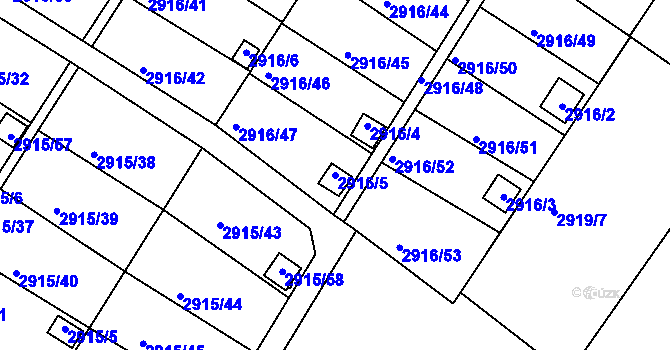 Parcela st. 2916/5 v KÚ Kopřivnice, Katastrální mapa