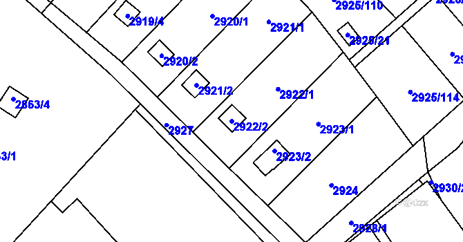 Parcela st. 2922/2 v KÚ Kopřivnice, Katastrální mapa