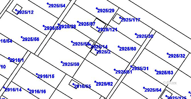 Parcela st. 2925/2 v KÚ Kopřivnice, Katastrální mapa