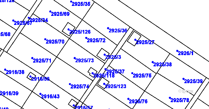 Parcela st. 2925/3 v KÚ Kopřivnice, Katastrální mapa