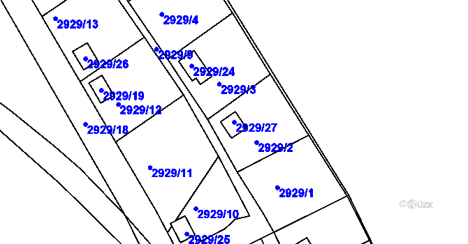 Parcela st. 2929/27 v KÚ Kopřivnice, Katastrální mapa