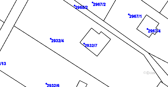 Parcela st. 2932/7 v KÚ Kopřivnice, Katastrální mapa