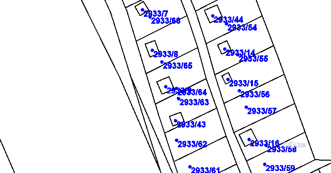 Parcela st. 2933/9 v KÚ Kopřivnice, Katastrální mapa