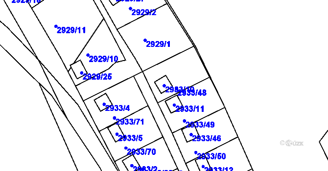 Parcela st. 2933/10 v KÚ Kopřivnice, Katastrální mapa