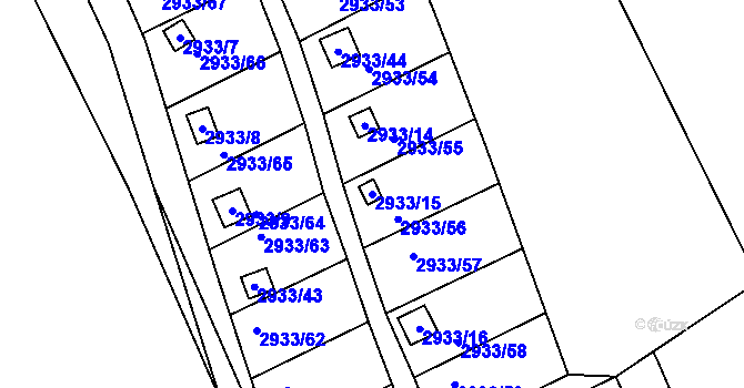 Parcela st. 2933/15 v KÚ Kopřivnice, Katastrální mapa
