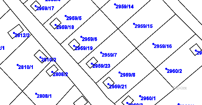 Parcela st. 2959/7 v KÚ Kopřivnice, Katastrální mapa