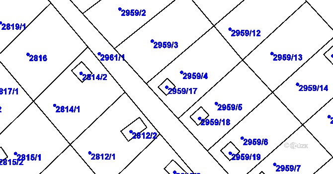 Parcela st. 2959/17 v KÚ Kopřivnice, Katastrální mapa